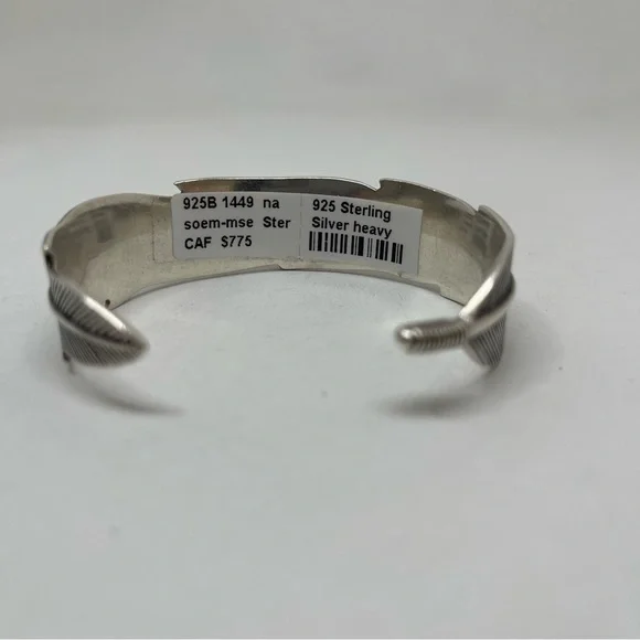 Sterling Silver 925 Feather cuff bracelet